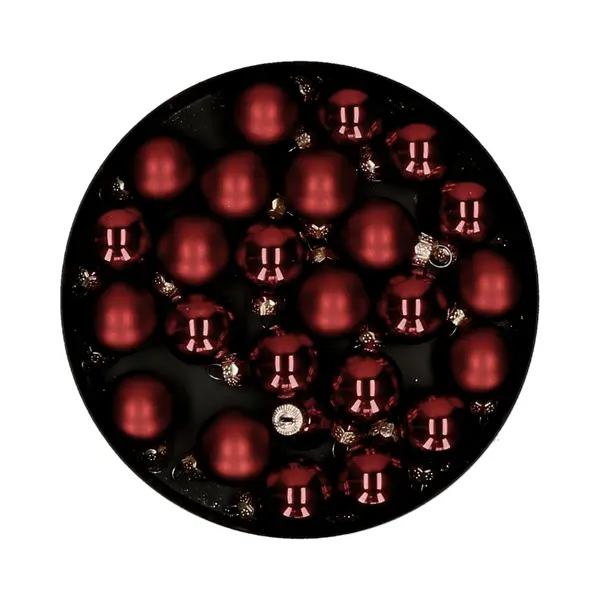 Othmar Decorations Mini Kerstballen - 24x St - Donkerrood - Glas - 2, 5 Cm thumbnail