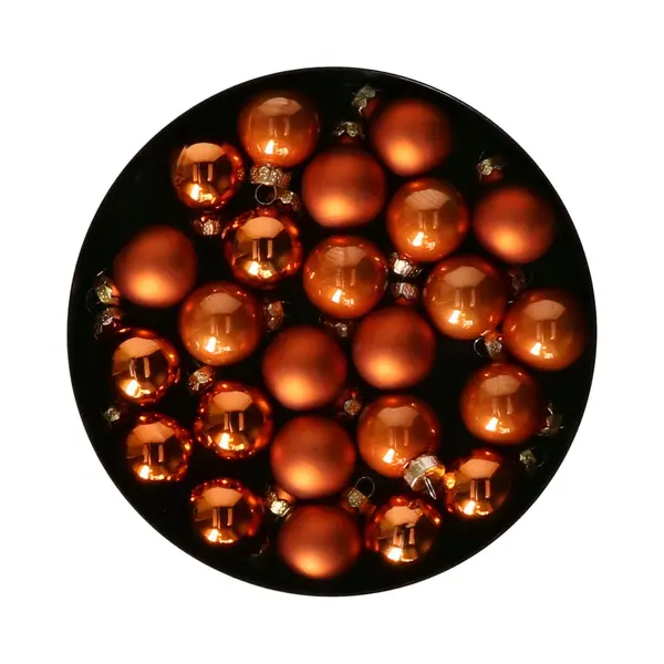 Othmar Decorations Mini Kerstballen - 24x St - Mandarijn Oranje - Glas - 2, 5 Cm thumbnail