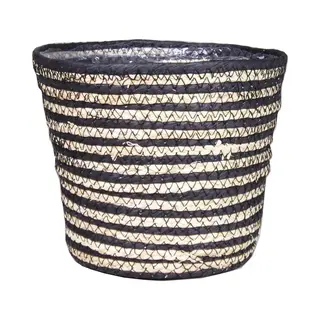 Bela Arte Plantenmand - Rotan - Zwart Met Naturel - 16 X 13 Cm - Plastic Binnenkant
