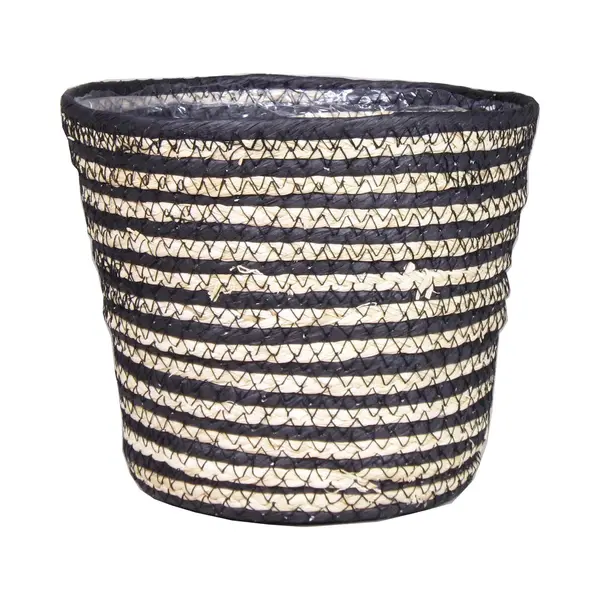 Bela Arte Plantenmand - Rotan - Zwart Met Naturel - 17 X 14 Cm - Plastic Binnenkant thumbnail