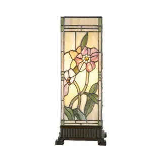 Lumilamp Tiffany Tafellamp 18x18x45 Cm Beige Roze Glas Bloemen