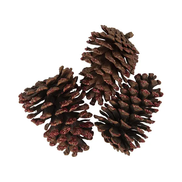 Clayre & Eef Decoratie Dennenappel Set Van 3 8/10 Cm Bruin Hout thumbnail