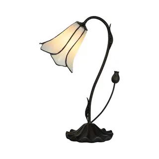 Lumilamp Tiffany Tafellamp Ø 17x43 Cm Wit Glas