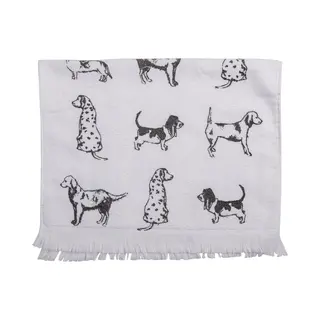 Clayre & Eef Gastendoekje 40x66 Cm Wit Grijs Katoen Honden