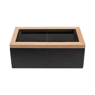 Clayre & Eef Theedoos 18x9x7 Cm Zwart Bruin Mdf