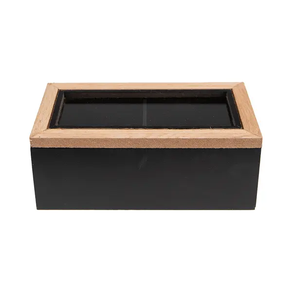 Clayre & Eef Theedoos 18x9x7 Cm Zwart Bruin Mdf thumbnail
