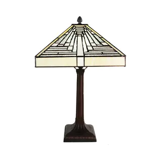 Lumilamp Tiffany Tafellamp 31x31x48 Cm Wit Grijs Glas