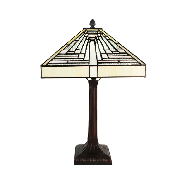 Lumilamp Tiffany Tafellamp 31x31x48 Cm Wit Grijs Glas thumbnail