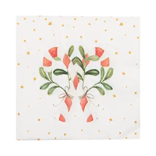 Clayre & Eef Servetten Papier Set Van 20 33x33 Cm (20) Wit Rood Papier Zuurstok Kerst