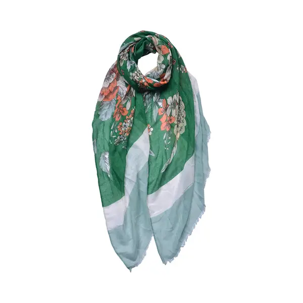 Juleeze Sjaal Dames Print 85x180 Cm Groen Bloemen Shawl Dames thumbnail