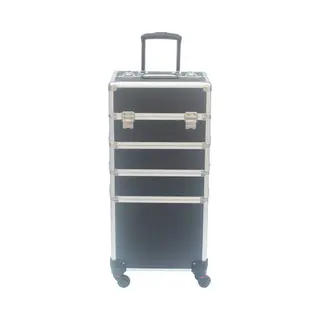 Vdd - Visagie Koffer - Make Up Koffer - Make Up Trolley - Kappers Koffer - Beautycase - Cosmetica Koffer - Beautycase Met Wielen - Zwart - 26 X 35 X