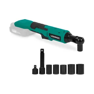 Vonroc Accu-Ratschenschlüssel - 20V - 50Nm - 3/8" - Inkl. 8-teiligem Steckschlüsselsatz - Ohne Akku Und Schnellladegerät - Auch Für Den Manuellen