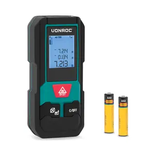 Vonroc Laser Afstandsmeter 20m - Compact Formaat | Afstand – Oppervlakte – Volume – Pythagorisch