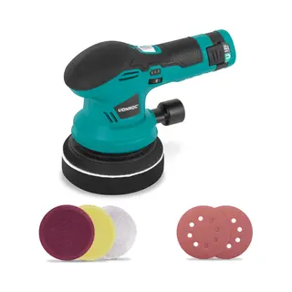 Vonroc Poliermaschine 12v – Ø 125 Mm – Dual-action – 2-in-1, Polieren Und Schleifen Inkl. Akku, Usb-c-kabel, 4 Polierscheiben Und Schleifpapier -