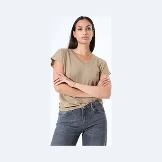 Garcia Dames Effen T-shirt Bruin Korte Mouw