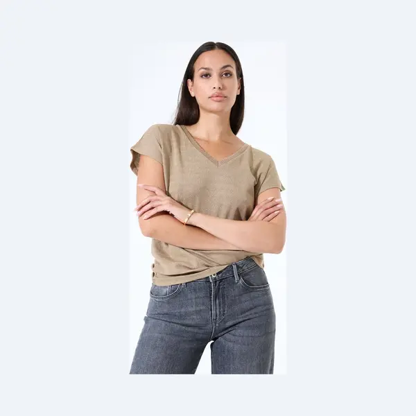 Garcia Dames Effen T-shirt Bruin Korte Mouw thumbnail