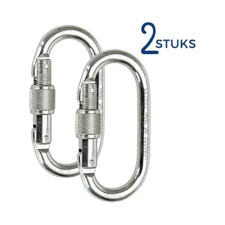 Climax Karabijnhaak 2 Stuks - 10 X 5, 5 Cm - Veiligheidssluiting - Klimkarabijnhaak - Valbeveiliging - Verbinder - Karabijnhaken