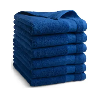 DoubleDry Hotel Handdoeken 50 X 100 Cm – Set Van 6 – 100% Katoen 500 G/m2 – Zacht & Absorberend - Klassiek Blauw