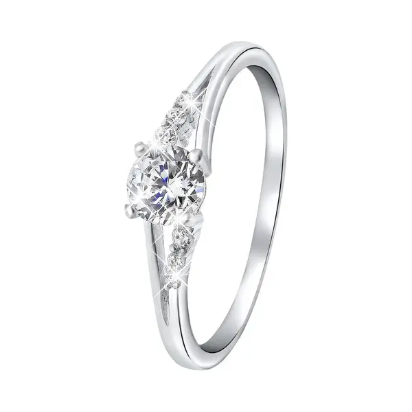 Lucardi Dames Ring Met Zirkonia - Ring - Cadeau Voor Vrouwen - Echt Zilver - Zilverkleurig thumbnail