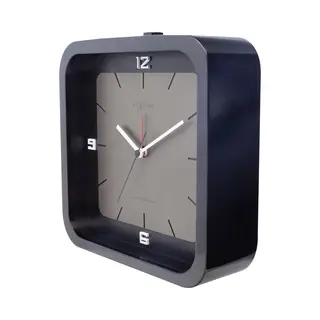 NeXtime - Wekker- 20 X 20 X 6 Cm - Hout - Zwart - 'Square Alarm'