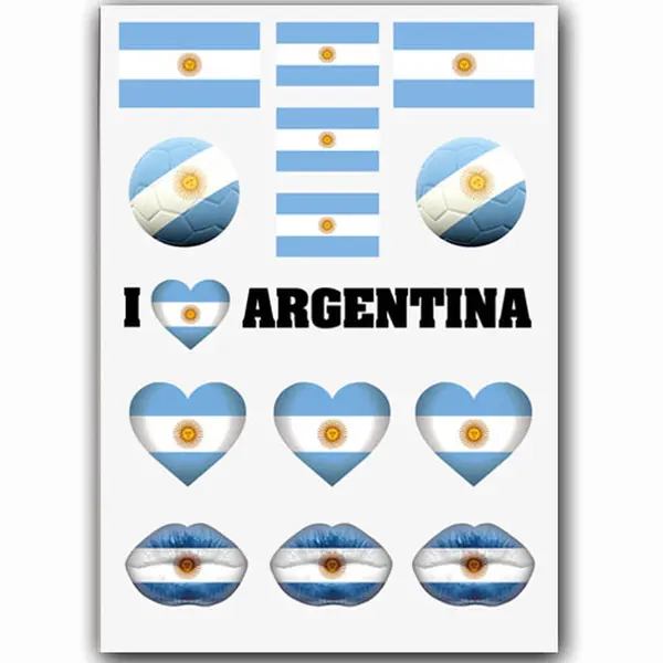 GlittersXL - Temporary Tattoo Argentinië / Argentina (A5 Formaat) [Neptattoo - Tijdelijke Tatoeage Smink Schmink Versiering - Nep Fake Tattoos Water thumbnail