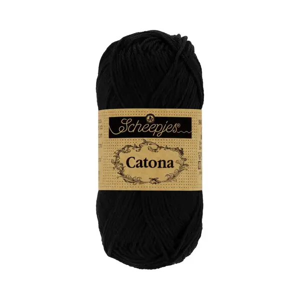 Scheepjes - Scheepjes 110 Jet Schwarz Catona Garn - 1x25g thumbnail