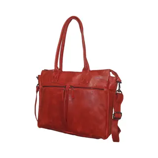 Bear Design Binni Leren Laptoptas 15" - Dames Handtas Met Laptopvak - Werktas Schoudertas Shopper Model (40x32x11 Cm) - Rood