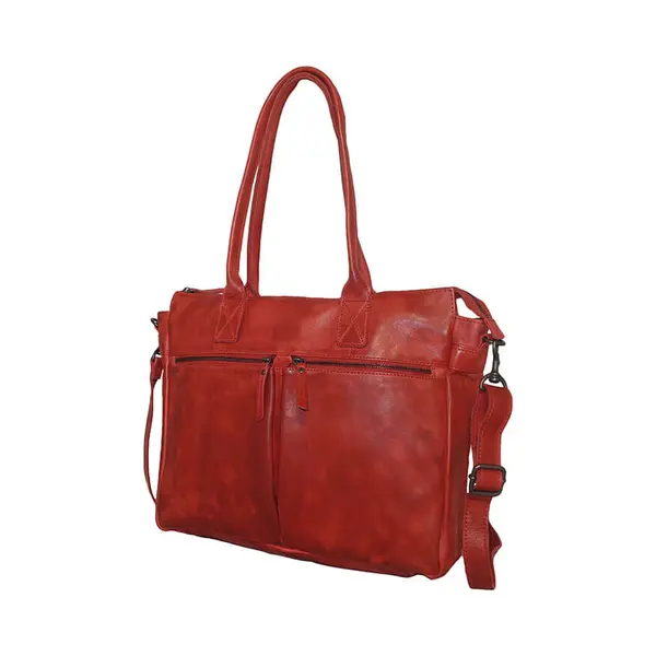 Bear Design Binni Leren Laptoptas 15" - Dames Handtas Met Laptopvak - Werktas Schoudertas Shopper Model (40x32x11 Cm) - Rood thumbnail