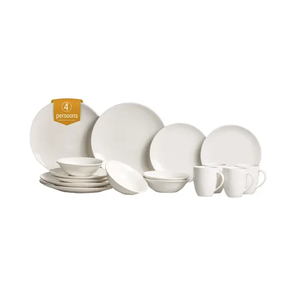 Vtwonen - Basic - Voor 4 Personen - Serviesset - Wit - Porselein - Servies thumbnail