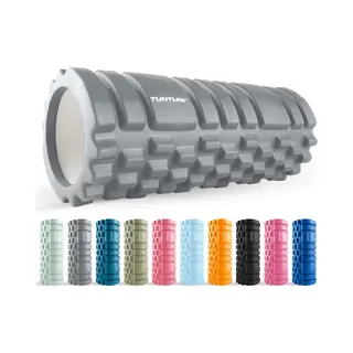 Tunturi Yoga Grid Foam Roller - Massage Roller - Foamroller - Fitness Roller - Grijs - 33cm - Incl. Gratis Fitness App