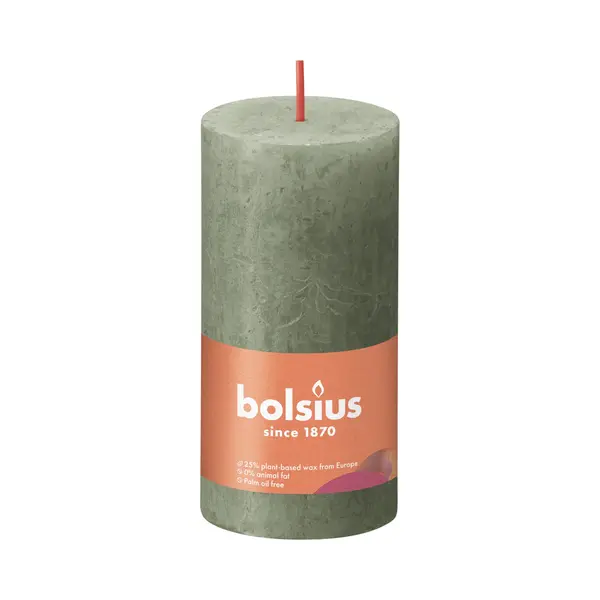 Bolsius - Rustik Stumpenkerze Olivengrün, Höhe 10 Cm , Ø 5 Cm Stumpen- Und Kugelkerzen thumbnail