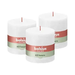 Bolsius Rustik Stumpenkerze Xxl - Weiß - 3 Stück - 10 X 10 Cm - Länge Brenndauer 62 Stunden - Unparfümierte - Enthält Natürliches Pflanzenwachs