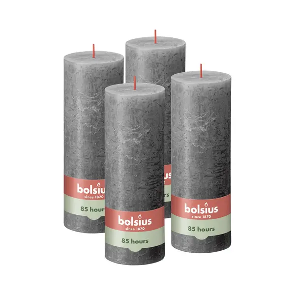 Bolsius - Rustieke Pillar Candle - Antraciet - 19 Cm - Pack 4 thumbnail