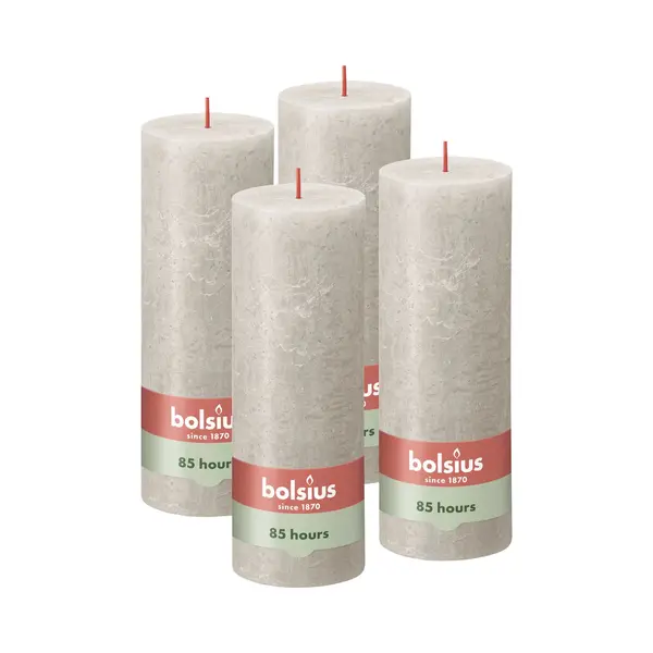 Bolsius - Rustieke Pillar Candle - Lichtgrijs - 19 Cm - Pack 4 thumbnail