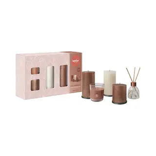 Bolsius - Rustieke Kaarsen Set - Geur Set - Giftset - Cozy Hideaway - Appel Kaneel