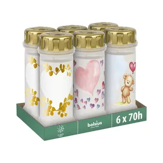 Bolsius - Grave Candle No. 6 + Lid Note From The Heart - Burning Time 70 Hours - Contains Natural Plant Wax - Palm Oil Free