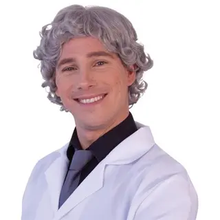 Comedia Carnaval Pruik - Korte Krullende Grijze Pruik Voor Heren En Mannen