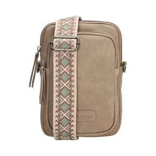 Beagles Malaga Crossbody Telefoontasje - Trendy Schouderband - Premium Leatherlook - Dames Tas - Lichttaupe