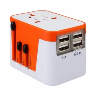 Lionheart Travel Gear Lionheart - Universele Wereldstekker - 4 Usb Poorten - Oranje