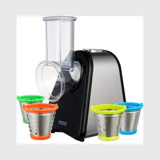 Moa Foodprocessor - Groentesnijder - Hakmolen - Meerdere Opzetstukken - Uiensnijder - Bpa Vrij - Rvs/Zwart