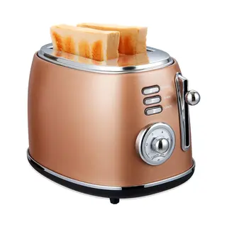 Moa Retro Broodrooster - Bpa Vrij - Toaster Met 2 Extra Bede Sleuven - 6 Warmteniveaus - 850W - Koper