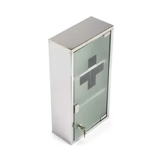 Wellhome - Medizinschrank Mit Glastür Und Erste-hilfe Kreuz, Edelstahl Und Glas