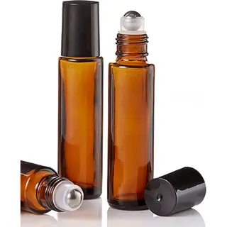 Berivita Rollerflesjes Glas 10ml Leeg 10 Stuks - Roll-on, Bruin Glas Rollerflesje - Etherische Olie - Parfumrollers - Rvs Rollerbal