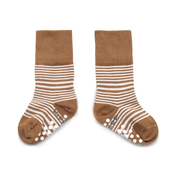 KipKep Blijf-Sokken Antislip - Camel - Baby Sokjes Met Antislipzool - 12-18 Maanden - Schoenmaat 19-22 - Bio-katoen - Zakken Niet Af - Stay-on-socks thumbnail
