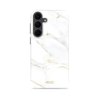 Mio Hoesje Geschikt Voor Samsung Galaxy S25 Fe - Compatibel Met MagSafe / Qi2 - Hard Shell Back Cover Case White Marble