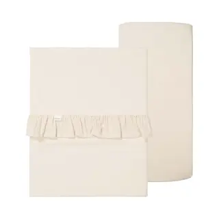 Koeka, Vast Laken Babybedje, Babylaken En Hoeslaken Ruche Combo Pack Far Warm White