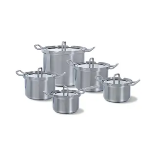 Bk Q-linair Master Glas 5-delige Pannenset- Veilig Afgietsysteem - Rvs - Pfas-vrij