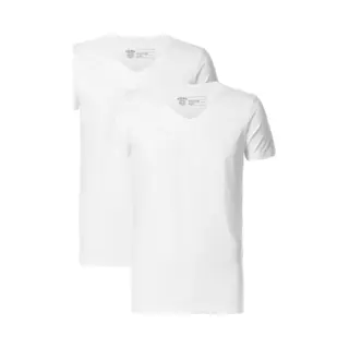 Petrol Industries T-Shirt V-hals Dubbel Pak Helder Wit, Effen
