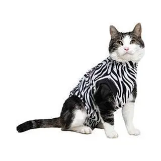 Mps Medical Pet Shirt Cat, Surgery Recovery Suit, Zebra-Print, Small
