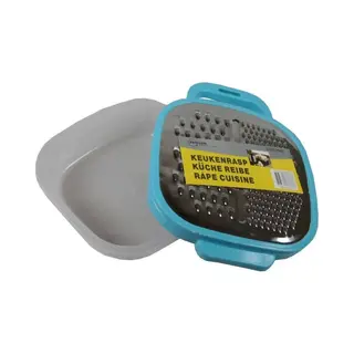 Benson Keuken Rasp/kaasrasp - 24 X 18 X 5 Cm - Grijs/blauw - Kunststof - Handrasp